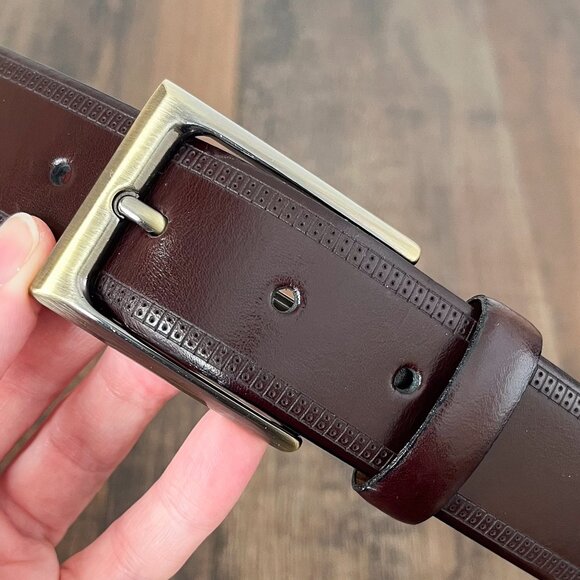 Joseph Abboud Leather Dress Belt Edge Detail Handcrafted in Italy Size 38 Brown - Picture 3 of 14